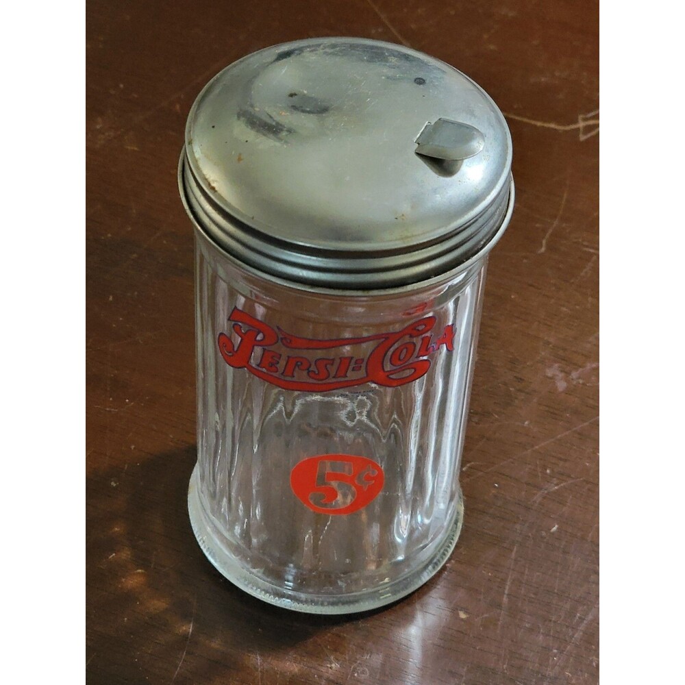 Pepsi-Cola 5 Cents Glass Sugar Shaker Container